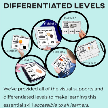 Task Cards: Next Dollar Up: Grocery Store (Interactive Digital + Printable PDF) Dollar Up - AdaptEd4SpecialEd